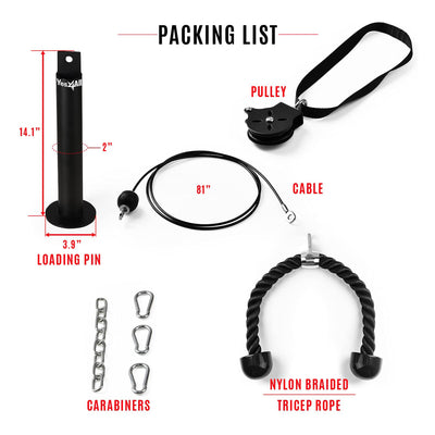 Yes4All Weight Plate Fitness Lat Cable Pulley System Home Gym Equipment, 2 Inch