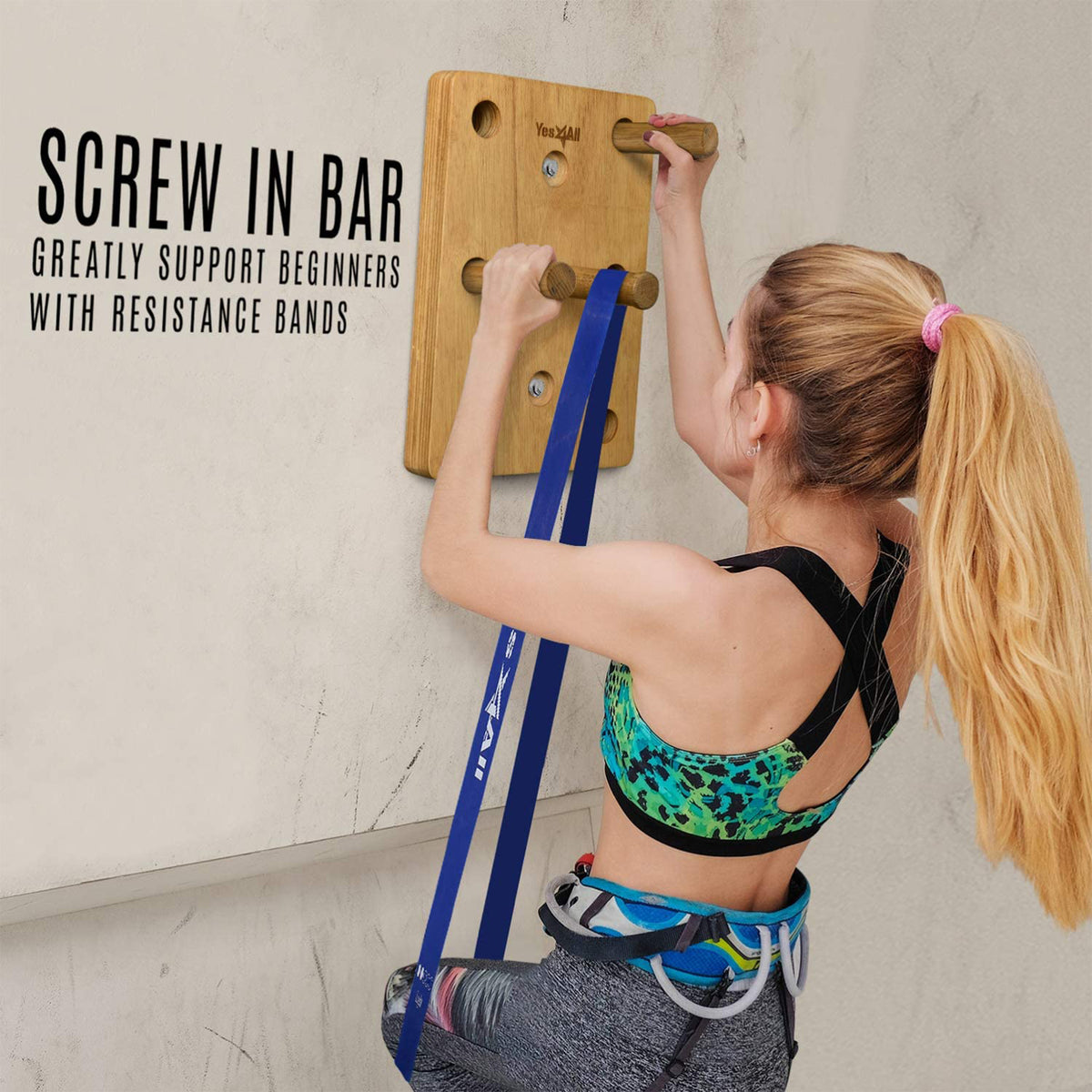 Yes4All Wooden Peg Upper Body Strength and Endurance Hanging Climbing Board