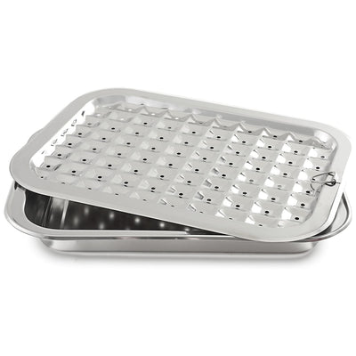 Norpro 2 Piece Stainless Steel Oven Roasting Broil Pan and Drip Tray (Open Box) - VMInnovations