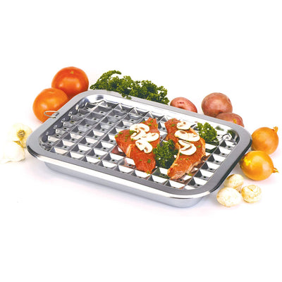 Norpro 2 Piece Stainless Steel Oven Roasting Broil Pan and Drip Tray (Open Box) - VMInnovations