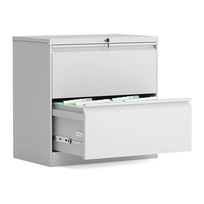 Aobabo 28.25 Inch Locking 2 Drawer Metal Office Storage Filing Cabinet, White - VMInnovations