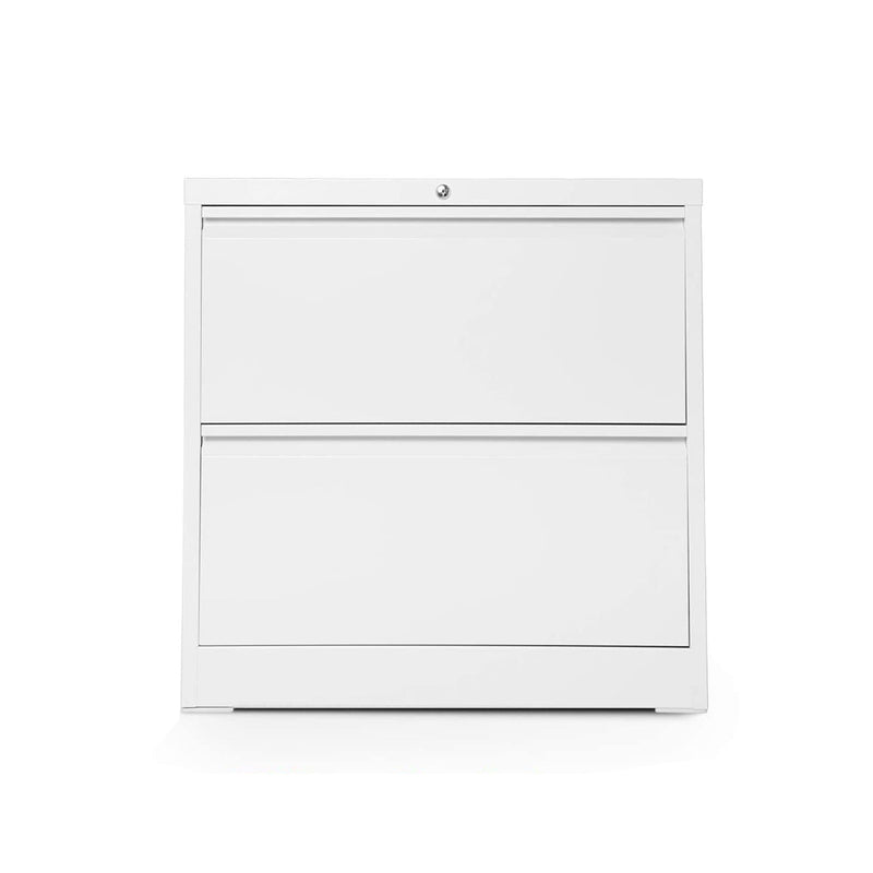 Aobabo 28.25 Inch Locking 2 Drawer Metal Office Filing Cabinet, White (Used)
