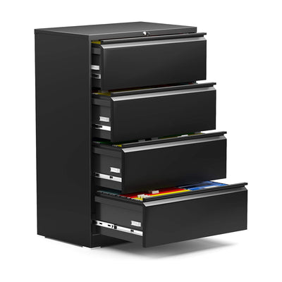 AOBABO 4 Drawer File Cabinet w/ Lock for Letter/Legal Size Paper, Black (Used) - VMInnovations