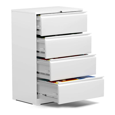 AOBABO 4 Drawer Lateral File Cabinet with Lock for Office and Home Use, White