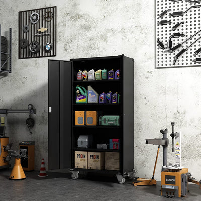 Aobabo 72 Inch Rolling Locking Storage Cabinet with Adjustable Shelves, Black