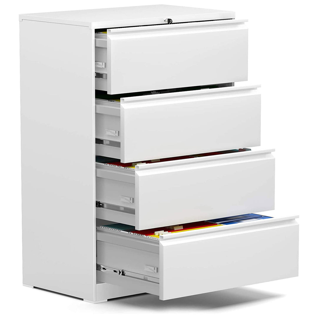 AOBABO 4 Drawer File Cabinet w/ Lock for Letter/Legal Size Paper,White(Open Box)