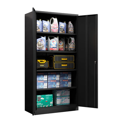 Aobabo 72 Inch Locking Metal Storage Cabinet with 4 Adjustable Shelves, Black