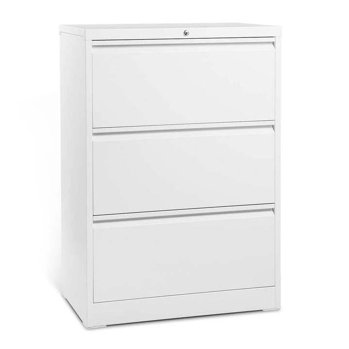 AOBABO 3 Drawer Lateral File Cabinet w/ Lock for Letter/Legal Size Paper, White (Used) - VMInnovations