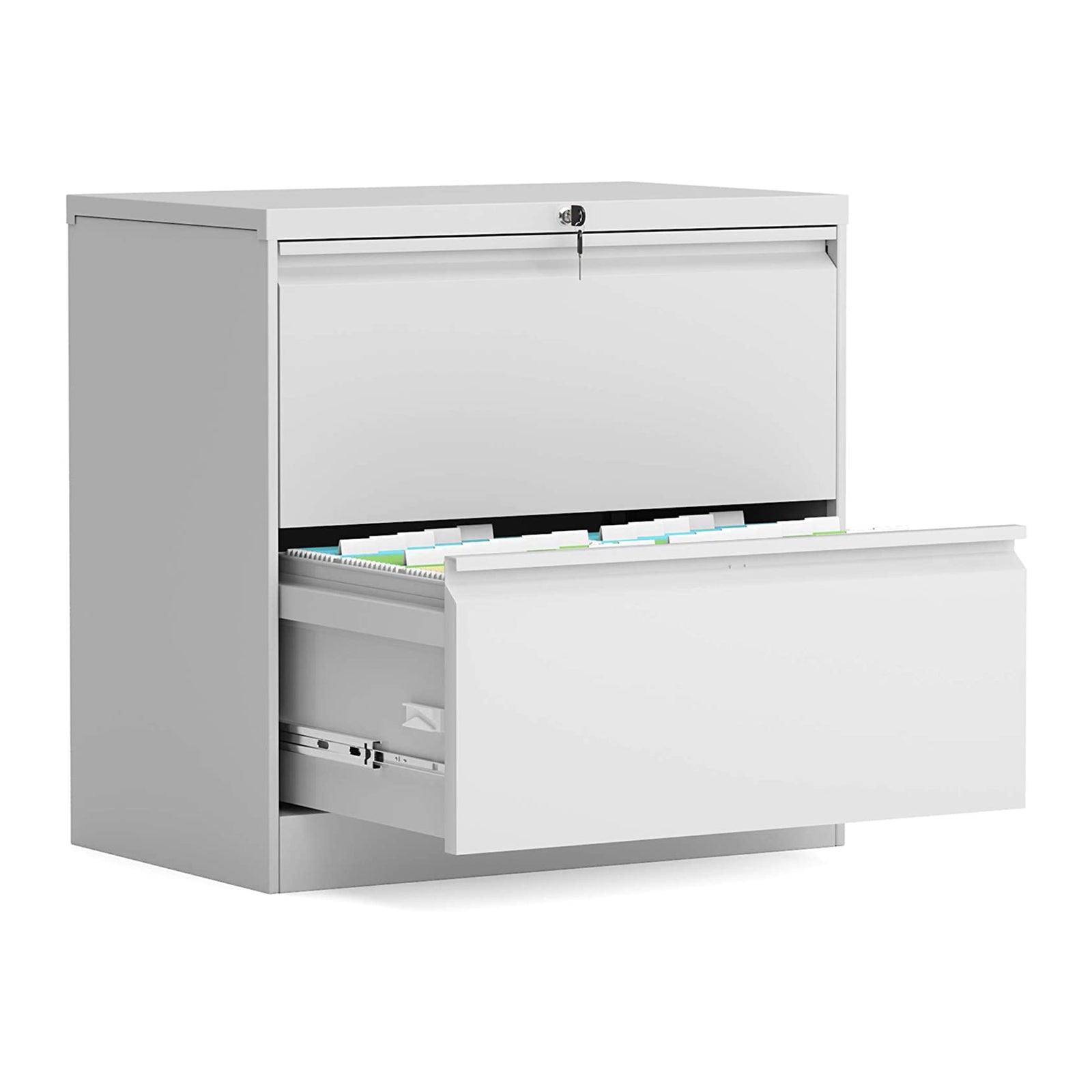 AOBABO 28 Inch Locking 2 Drawer Metal Office Storage Filing Cabinet, White - VMInnovations