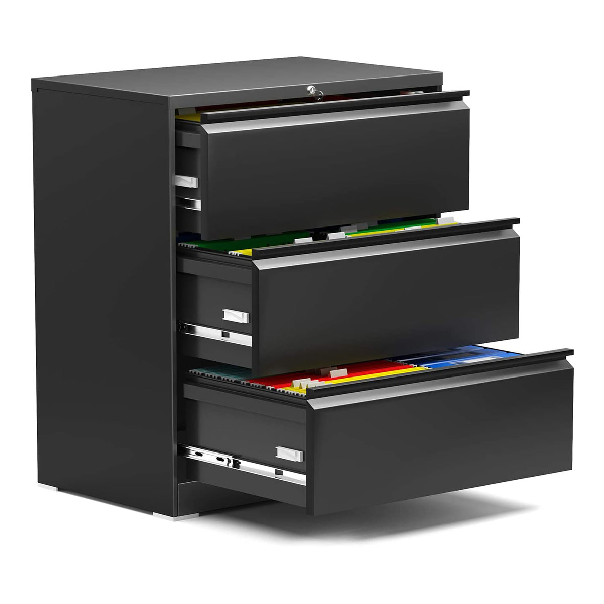 AOBABO 3 Drawer File Cabinet w/ Lock for Letter/Legal Size Paper (Open Box)