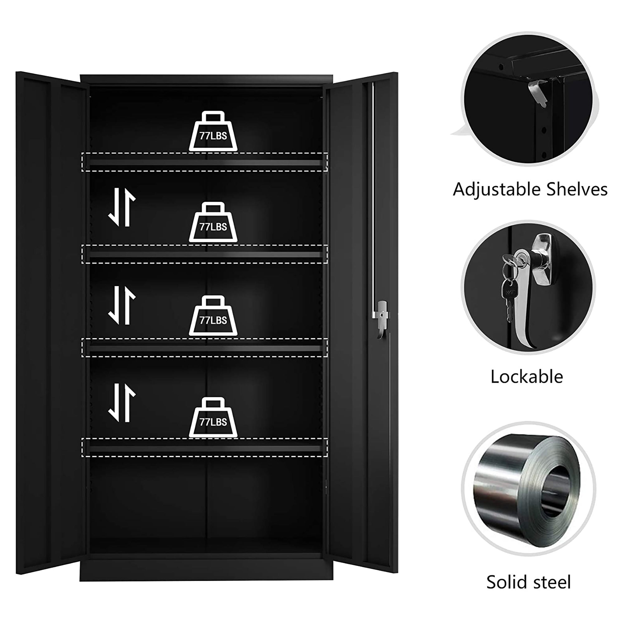 Aobabo 4 Shelves Metal Office Locking Storage Filing Cabinet (Open Box)