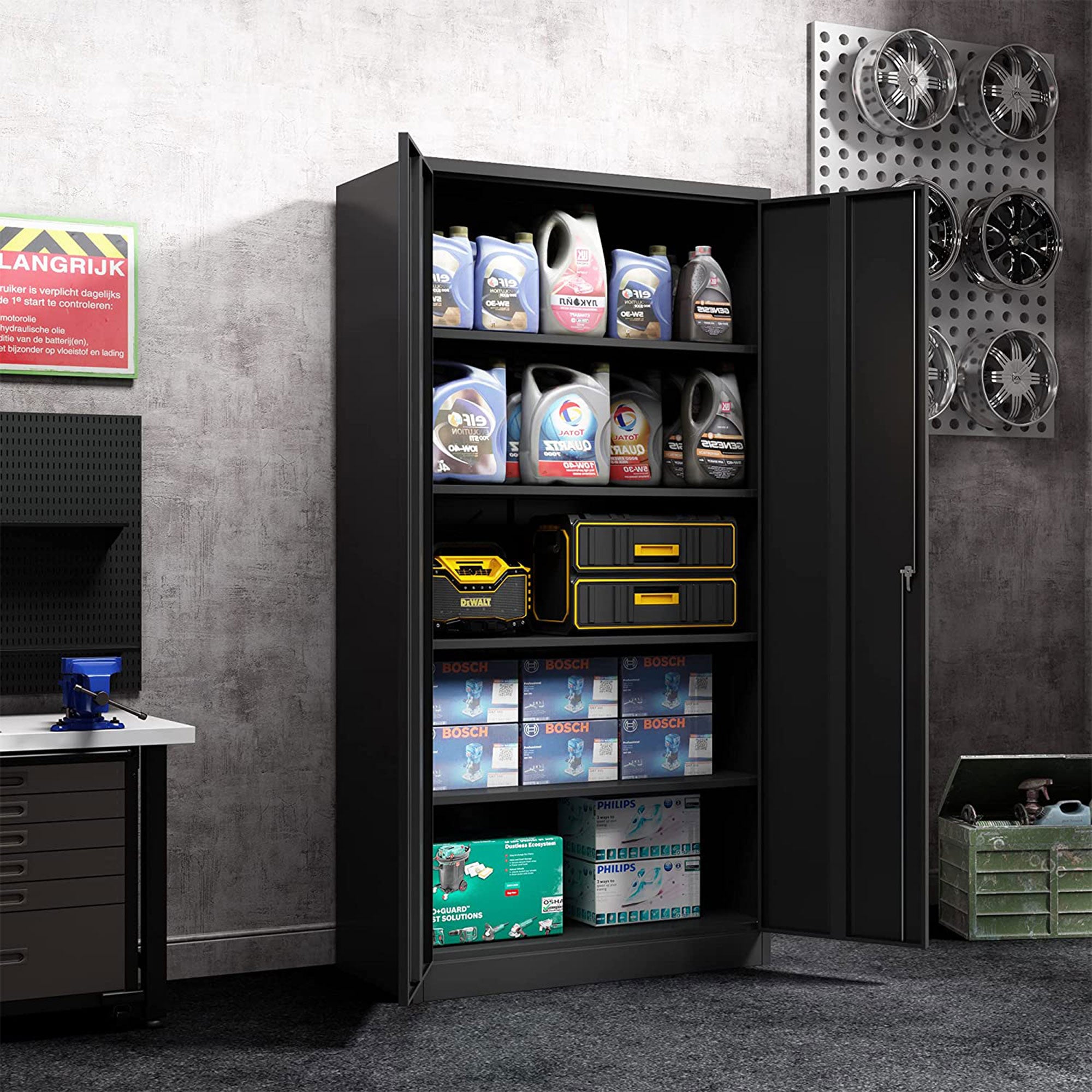 Aobabo 4 Adjustable Shelves Metal Office Locking Storage Filing Cabinet (Used)