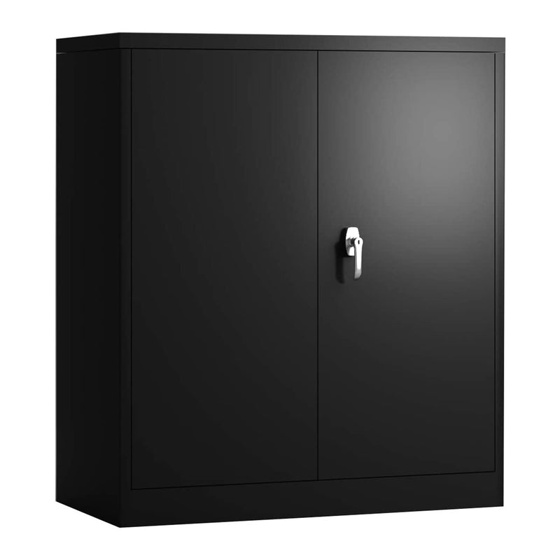 Aobabo 42 Inch Locking Metal Storage Cabinet w/2 Adjustable Shelves, Black(Used)