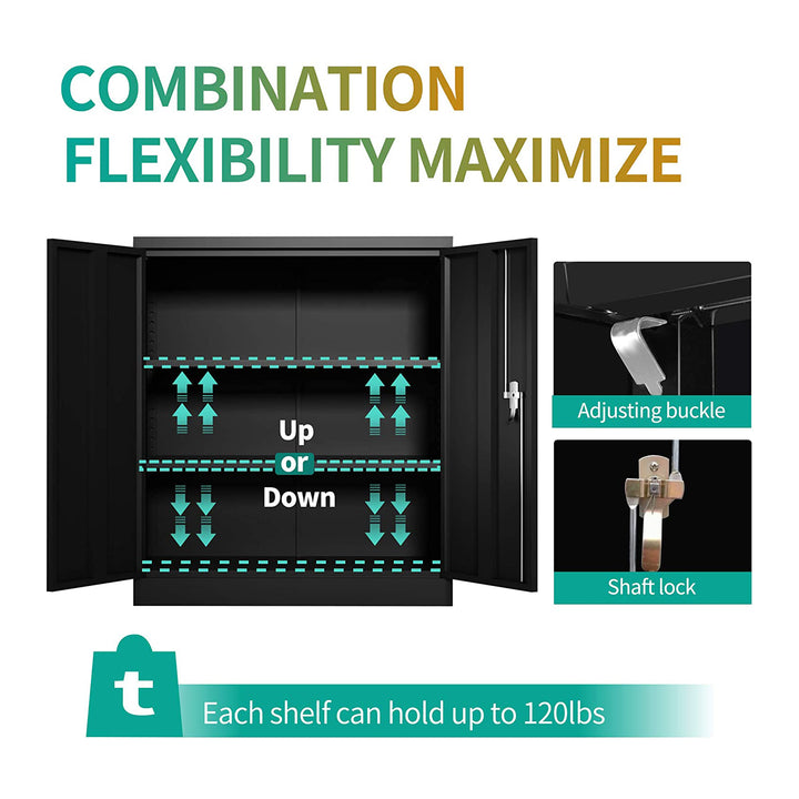 Aobabo 41.6 in Locking Metal Storage Cabinet w/ 2 Adjustable Shelves (For Parts) - VMInnovations