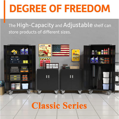 Aobabo 72" Locking Storage Cabinet with Adjustable Shelves, Black (Open Box)