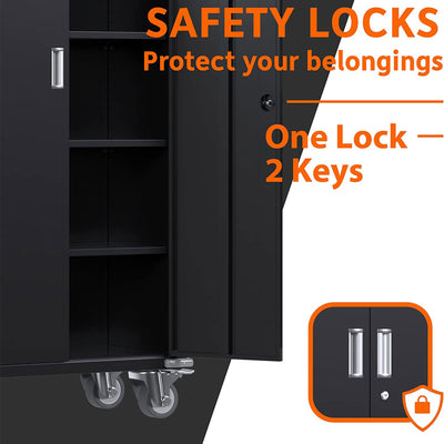 Aobabo 72" Locking Storage Cabinet with Adjustable Shelves, Black (Open Box)