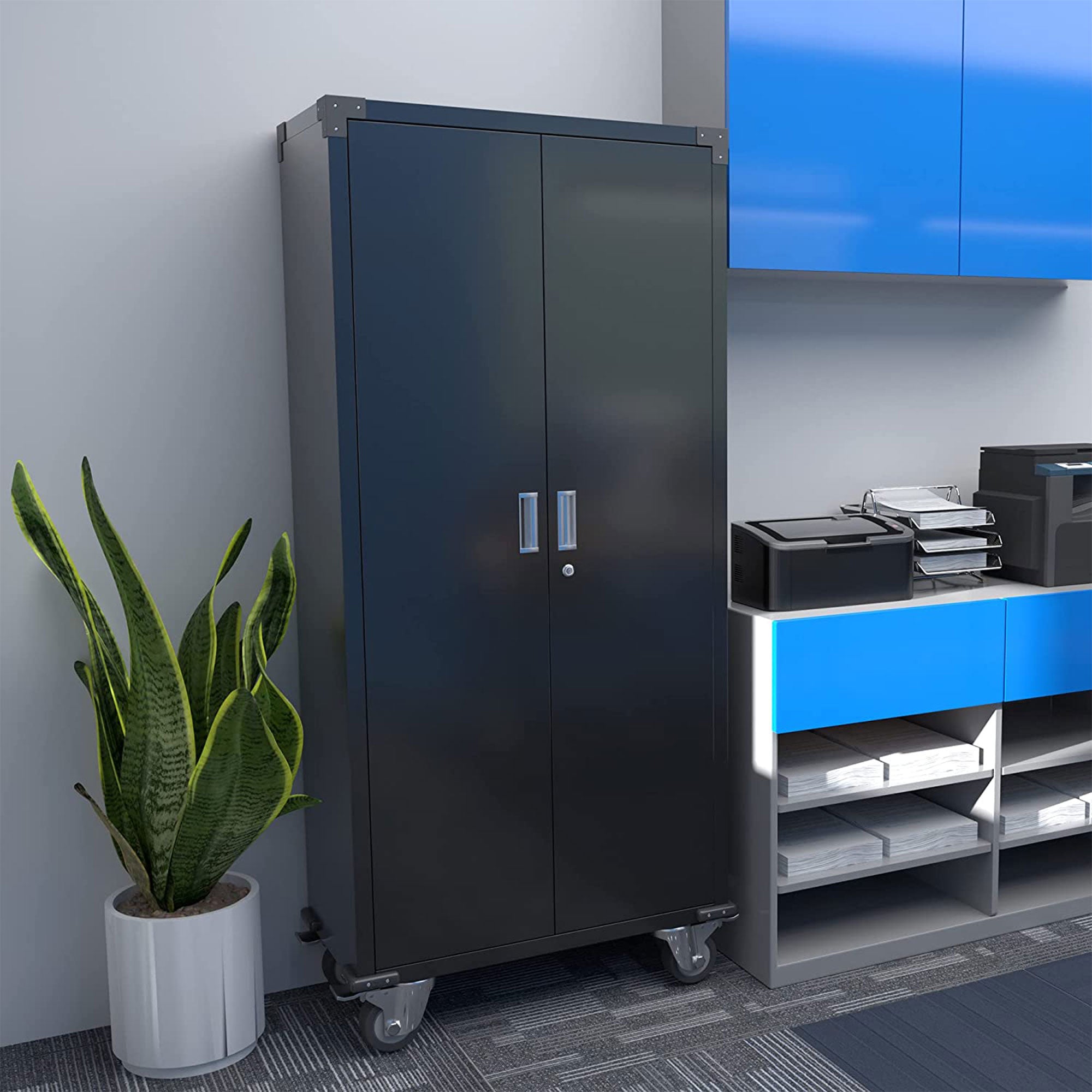 Aobabo 72 Inch Rolling Locking Storage Cabinet with Adjustable Shelves (Used)