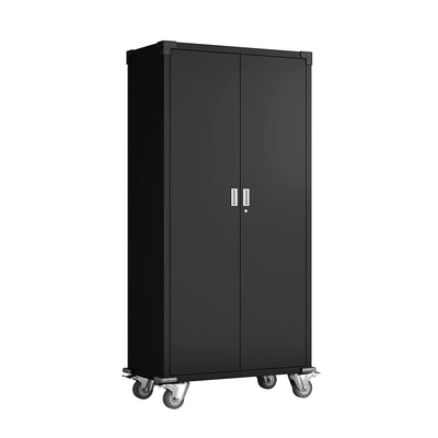 Aobabo 72 Inch Rolling Locking Storage Cabinet with Adjustable Shelves, Black (Open Box)