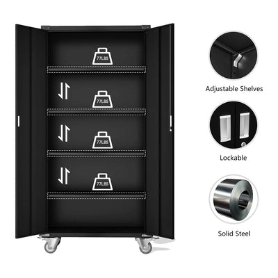 Aobabo 72 Inch Rolling Locking Storage Cabinet with Adjustable Shelves (Used)