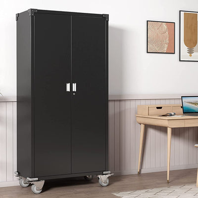Aobabo 72 Inch Rolling Locking Storage Cabinet w/ Adjustable Shelves (For Parts)