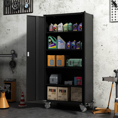 Aobabo 72 Inch Rolling Locking Storage Cabinet w/ Adjustable Shelves (For Parts)