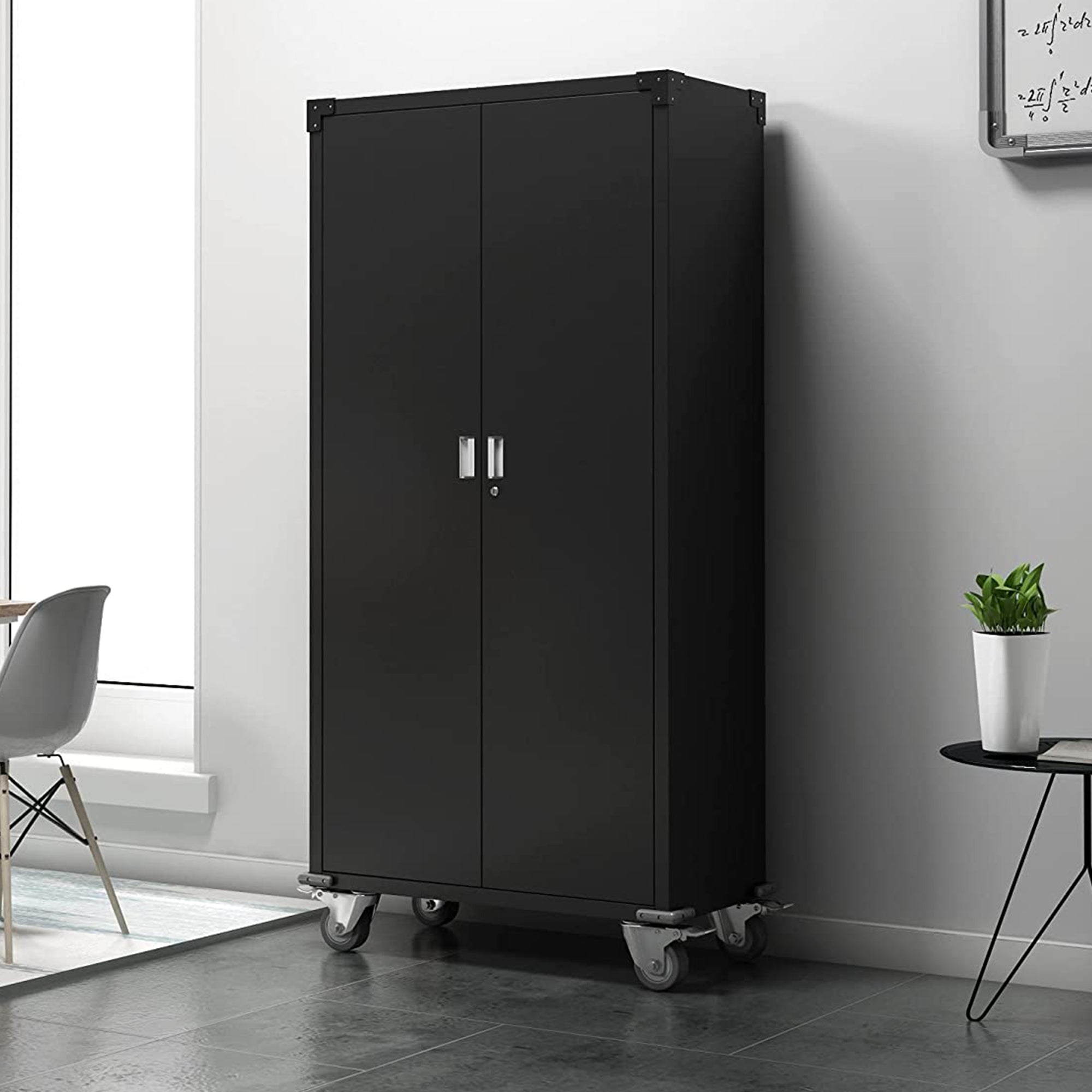 Aobabo 72 Inch Rolling Locking Storage Cabinet w/ Adjustable Shelves (For Parts)