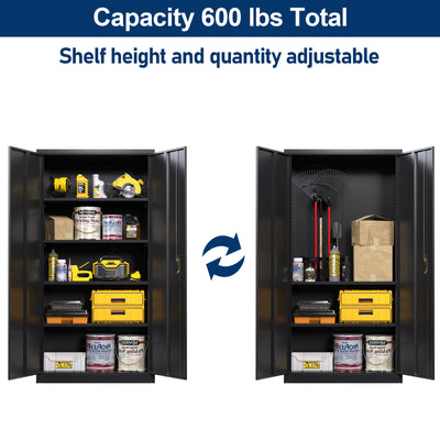 Aobabo 72" Locking Metal Storage Cabinet with 4 Adjustable Shelves, Black (Used) - VMInnovations