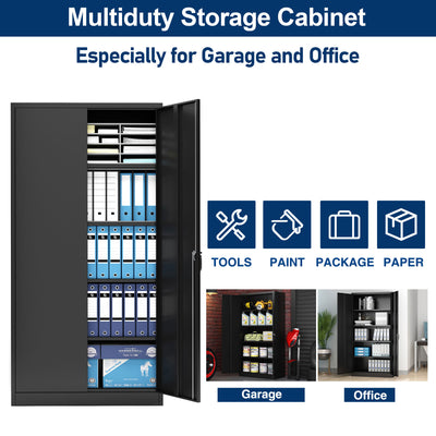 Aobabo 4 Adjustable Shelves Metal Office Locking Storage Filing Cabinet, Black - VMInnovations