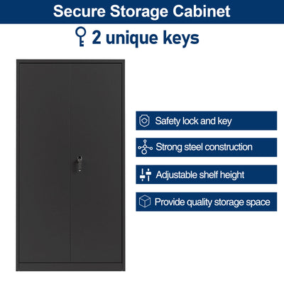 Aobabo 4 Adjustable Shelves Metal Office Locking Storage Filing Cabinet, Black - VMInnovations