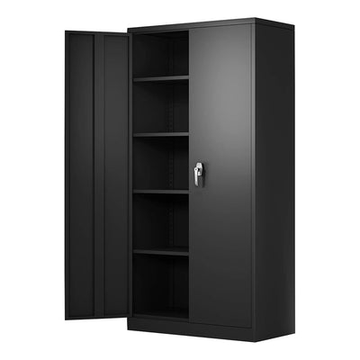 Aobabo 72 Inch Locking Metal Storage Cabinet with 4 Adjustable Shelves, Black
