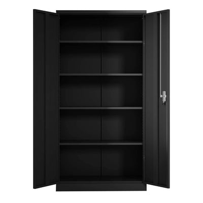 Aobabo 72 Inch Locking Metal Storage Cabinet with 4 Adjustable Shelves, Black