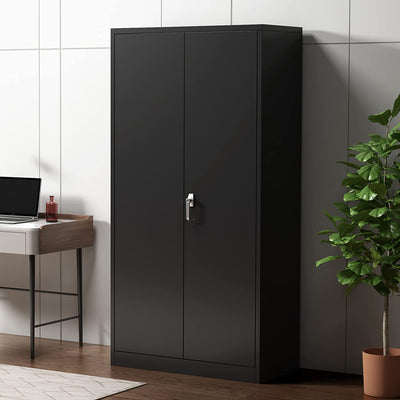 Aobabo 72 Inch Locking Metal Storage Cabinet with 4 Adjustable Shelves, Black