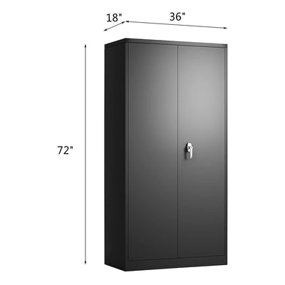 Aobabo 72 Inch Locking Metal Storage Cabinet with 4 Adjustable Shelves, Black
