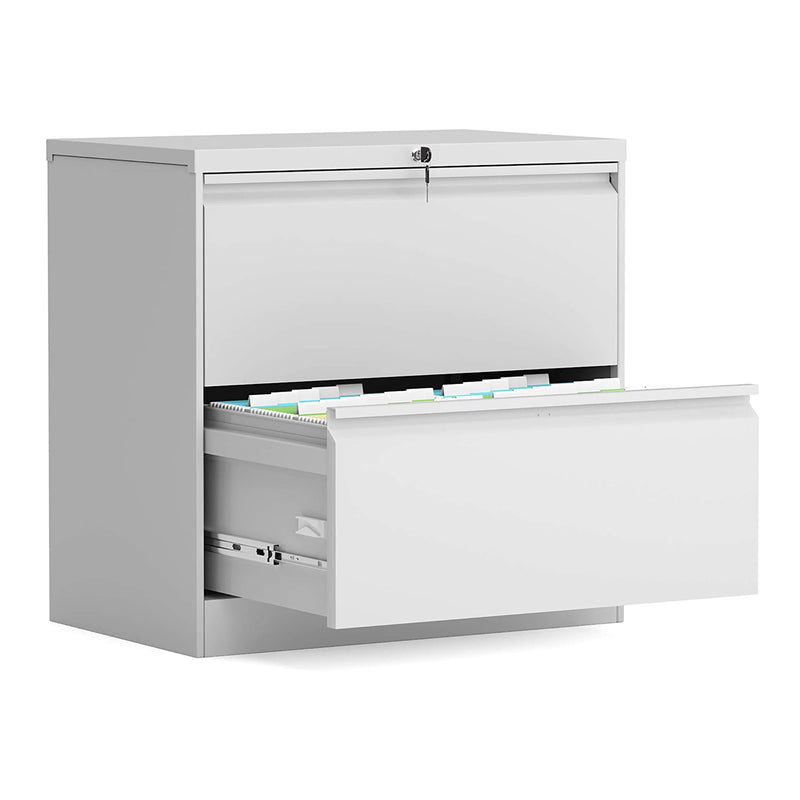AOBABO 2 Drawer Lateral File Cabinet with Lock for Letter Sized Paper (Open Box)