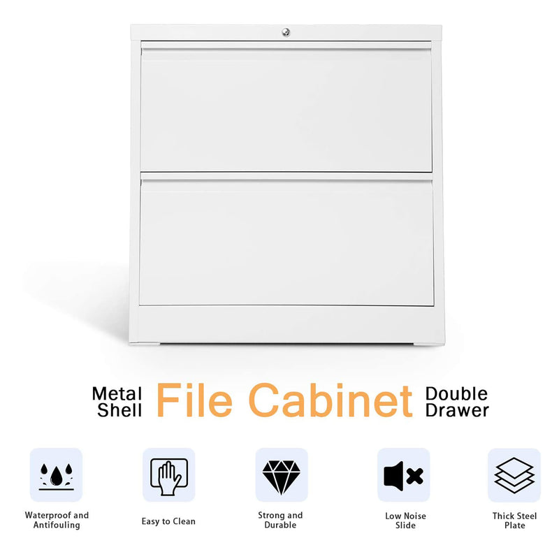 AOBABO 2 Drawer Lateral File Cabinet with Lock for Letter Sized Paper (Open Box)