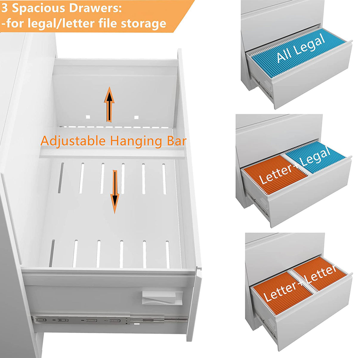 AOBABO Lateral File Cabinet w/ Lock for Letter/Legal Size Paper (Open Box)