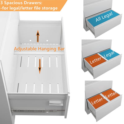 AOBABO Lateral File Cabinet w/ Lock for Letter/Legal Size Paper (Open Box)