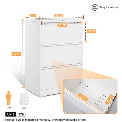 AOBABO Lateral File Cabinet w/ Lock for Letter/Legal Size Paper (Open Box)
