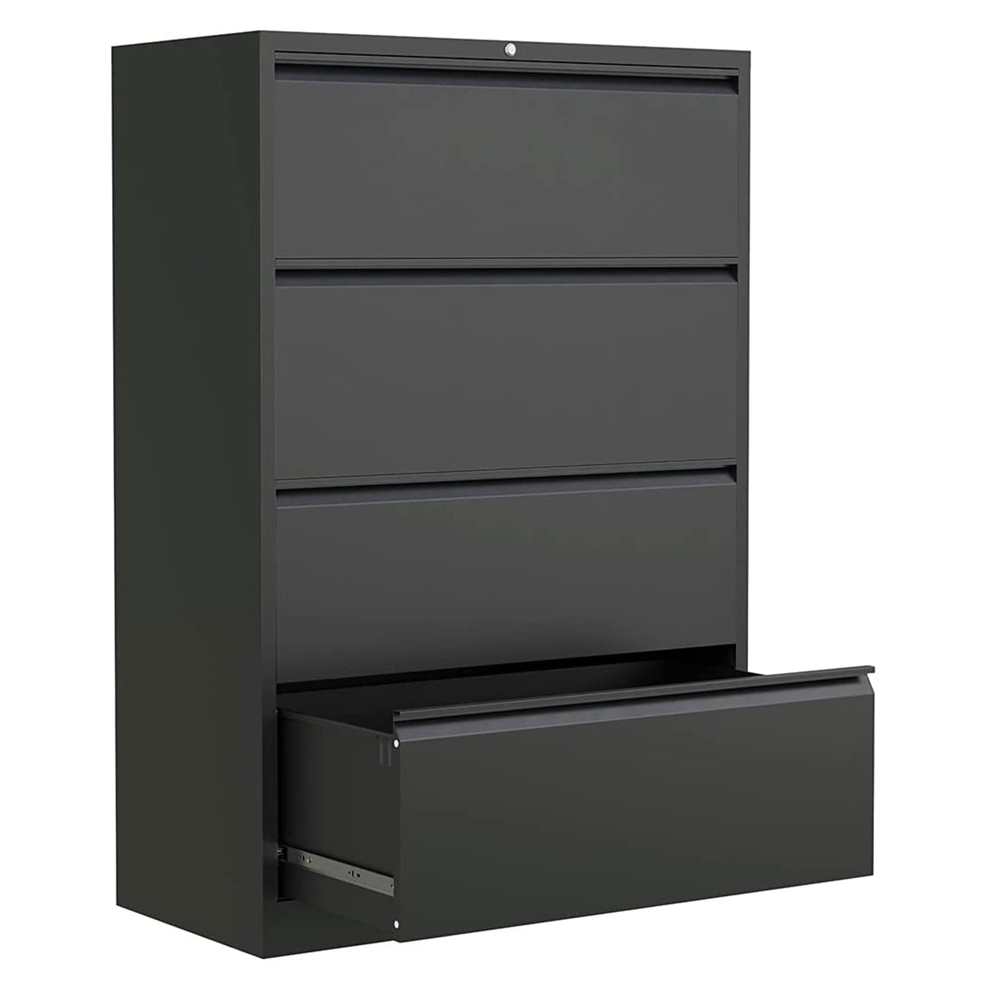 AOBABO 4 Drawer Lateral File Cabinet w/ Lock for Letter/Legal Size Paper, Black