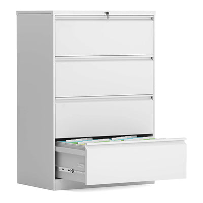 AOBABO 4 Drawer File Cabinet w/ Lock for Letter/Legal Size Paper, White (Used)