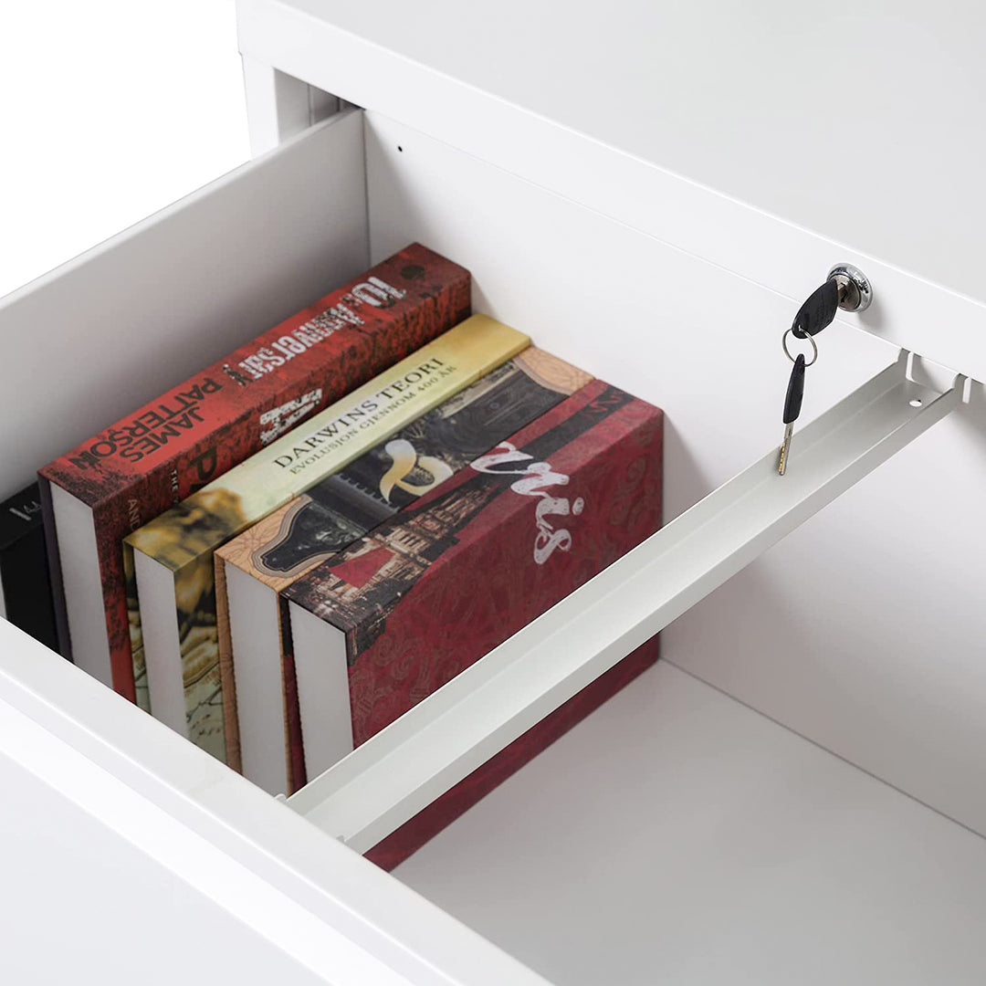 AOBABO 4 Drawer File Cabinet w/ Lock for Letter/Size Paper, White (For Parts) - VMInnovations