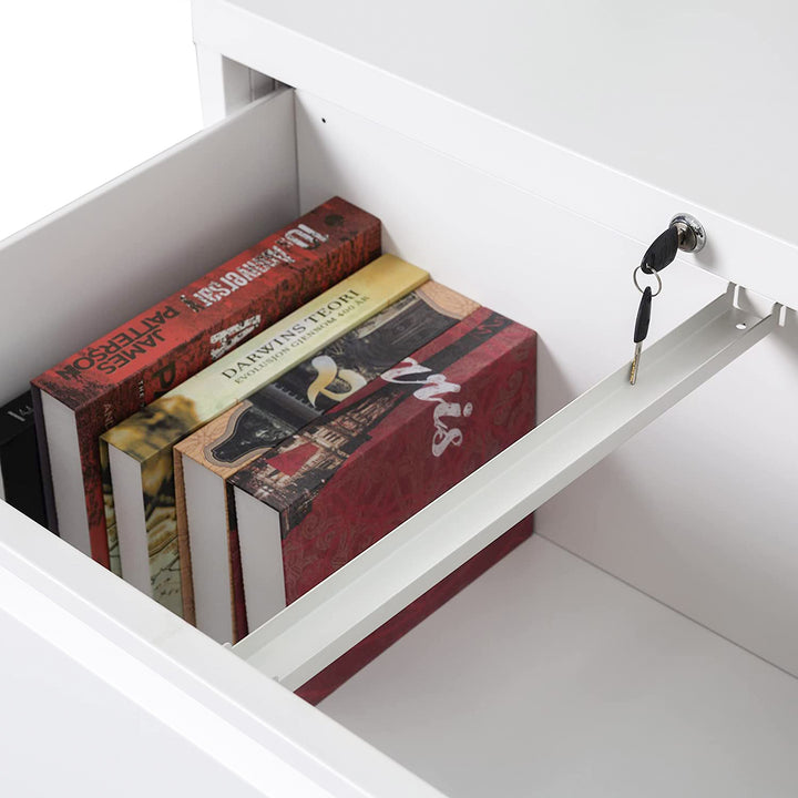 AOBABO 4 Drawer File Cabinet w/ Lock for Letter/Legal Size Paper, White (Used) - VMInnovations