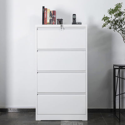 AOBABO 4 Drawer Lateral Cabinet w/ Lock for Letter/Legal Size Paper (Open Box)