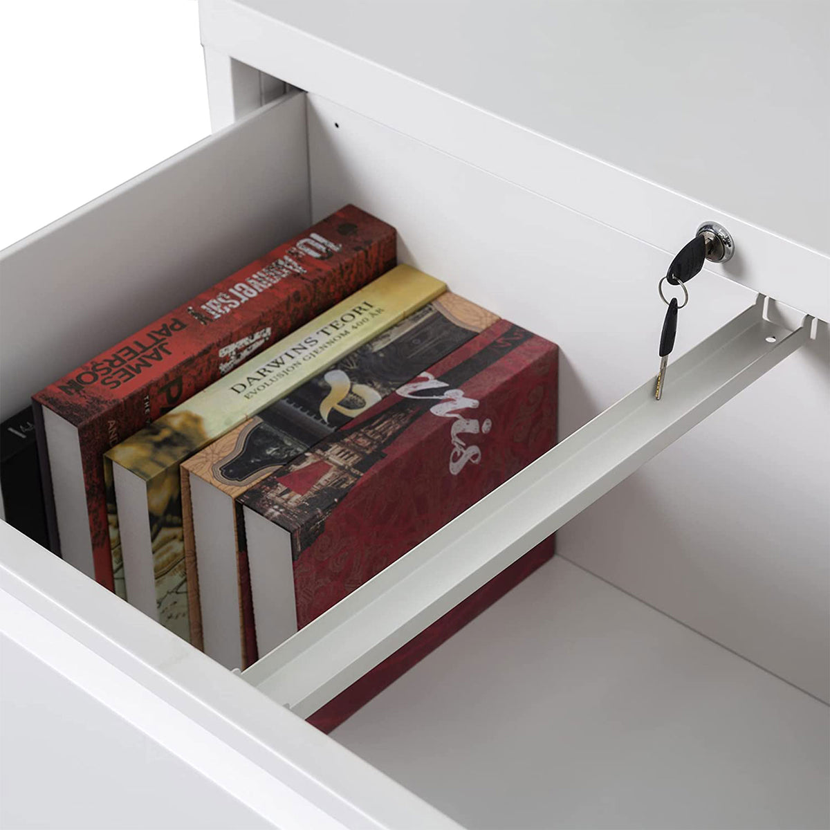 AOBABO 4 Drawer Lateral File Cabinet with Lock for Letter Sized Paper, White