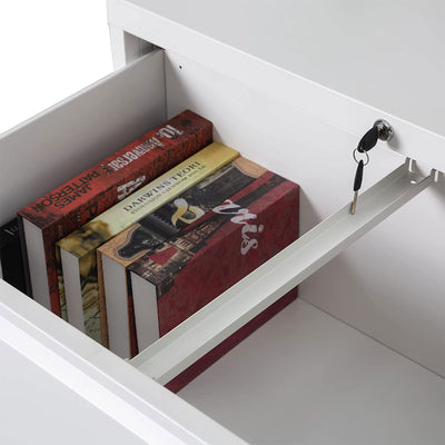 AOBABO 4 Drawer Lateral File Cabinet with Lock for Letter Sized Paper, White