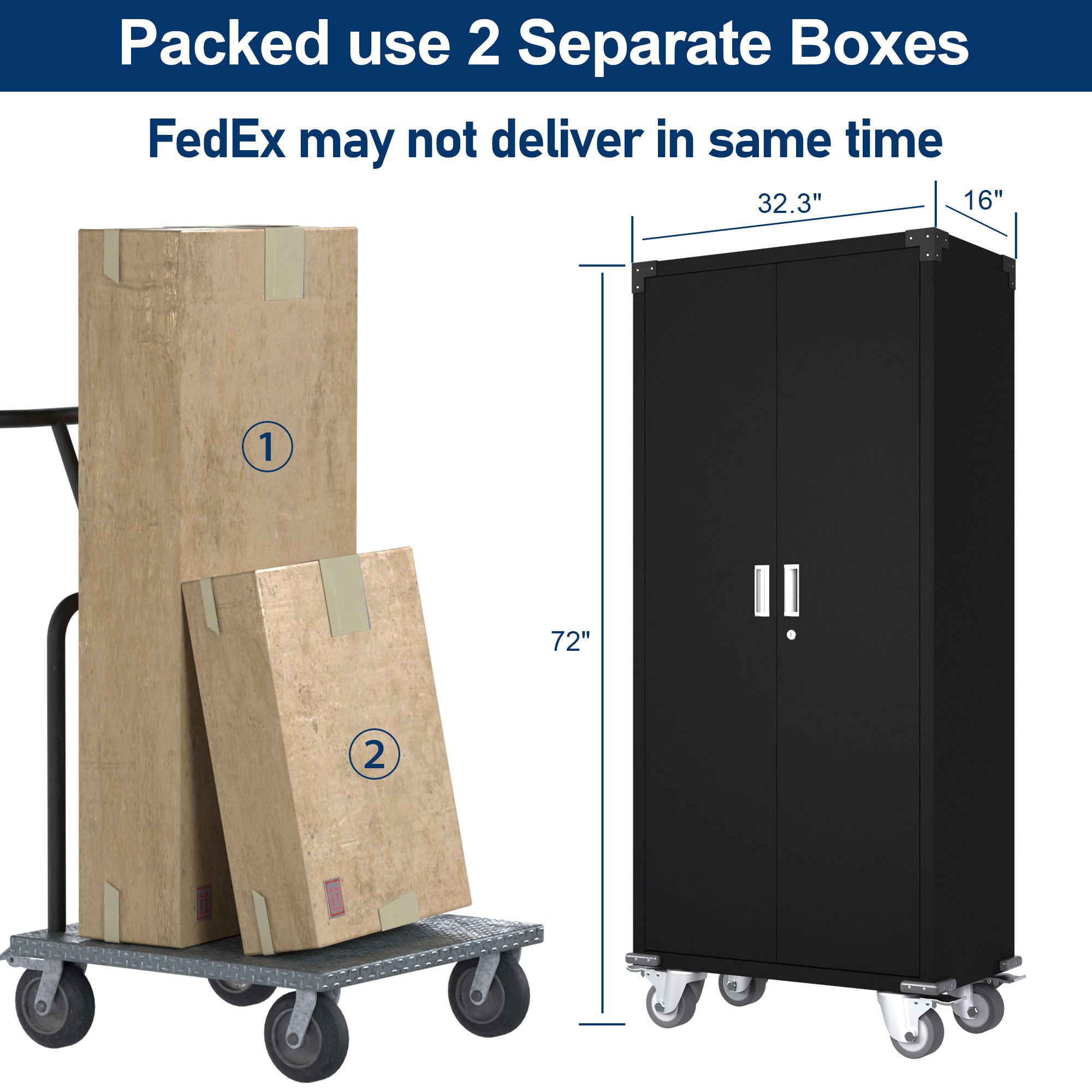 Aobabo 72 Inch Locking Storage Cabinet with Adjustable Shelves, Black (Open Box)