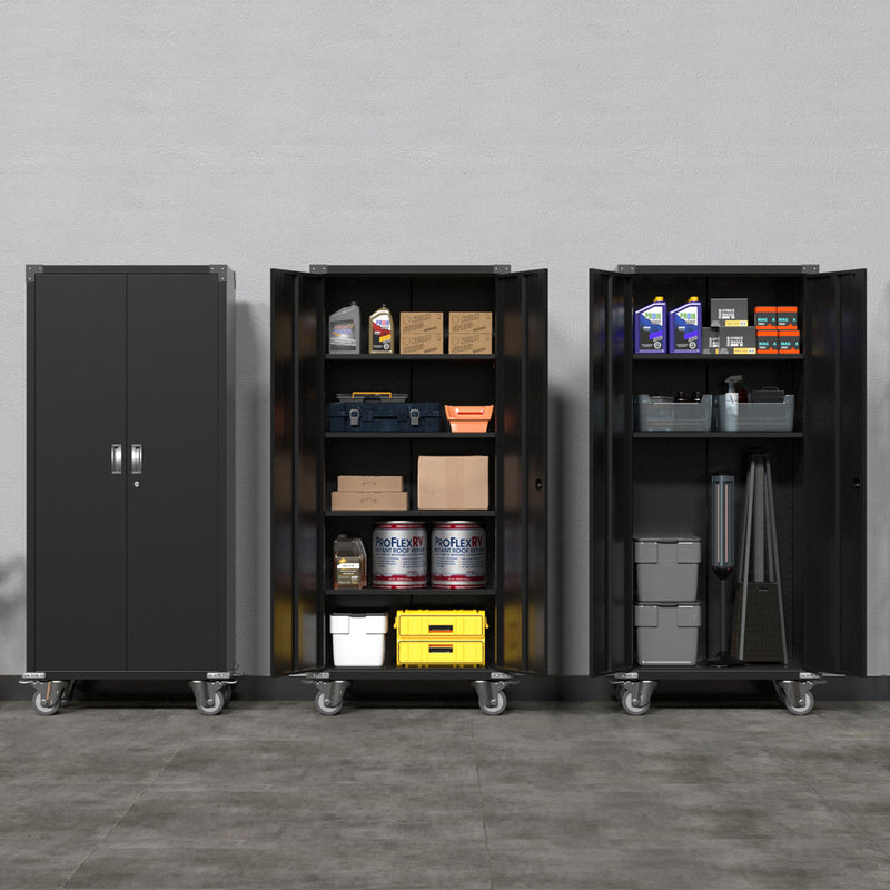 Aobabo 72" Rolling Locking Storage Cabinet w/Adjustable Shelves,Black(For Parts)