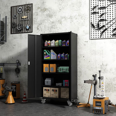 Aobabo 72 Inch Rolling Locking Storage Cabinet with Adjustable Shelves, Black (Used)