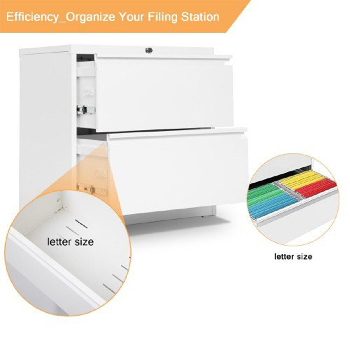 Aobabo 28.3 Inch Locking 2 Drawer Metal Office Storage Filing Cabinet (Open Box)
