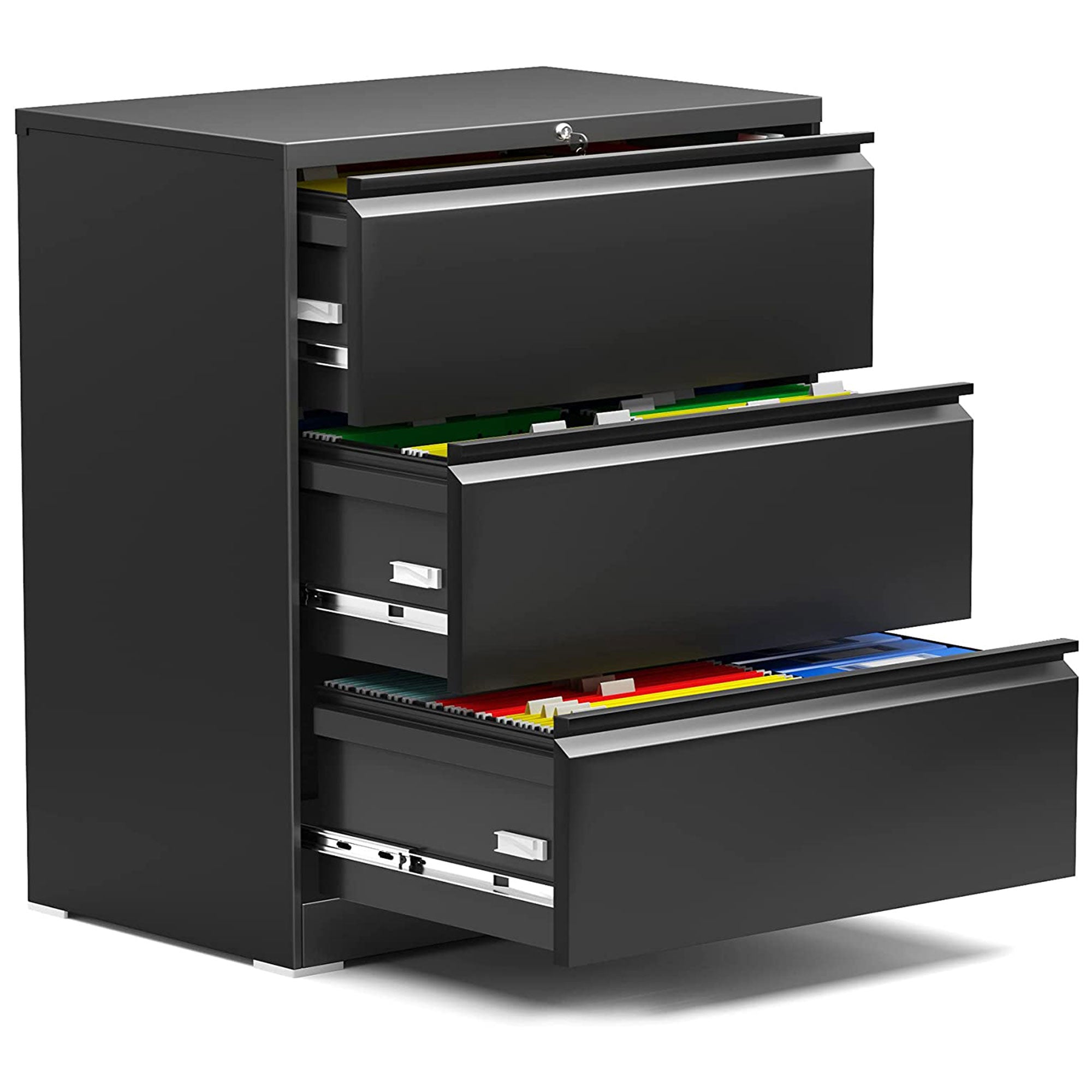 AOBABO 4 Drawer 52 Inch Home Office Steel Lateral File Cabinet with Lock, Black